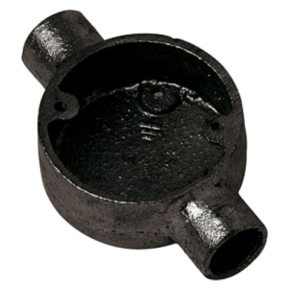 Greenbrook 20mm Black Enamel Circular Through Conduit Box (2 Way)
