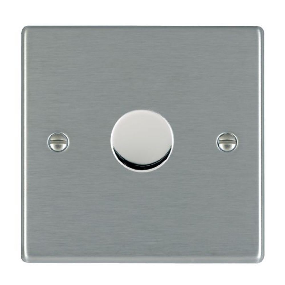 Hamilton Hartland Satin Stainless 1 Gang 400W 2 Way Leading Edge Push On/Off Resitive Dimmer