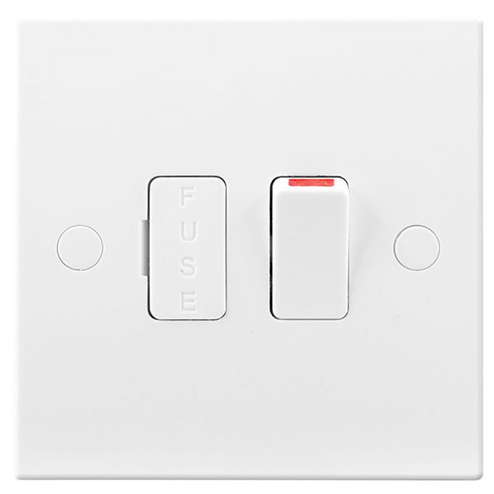 BG White Square Edge 13 Amp Switched & Fused Connection Unit