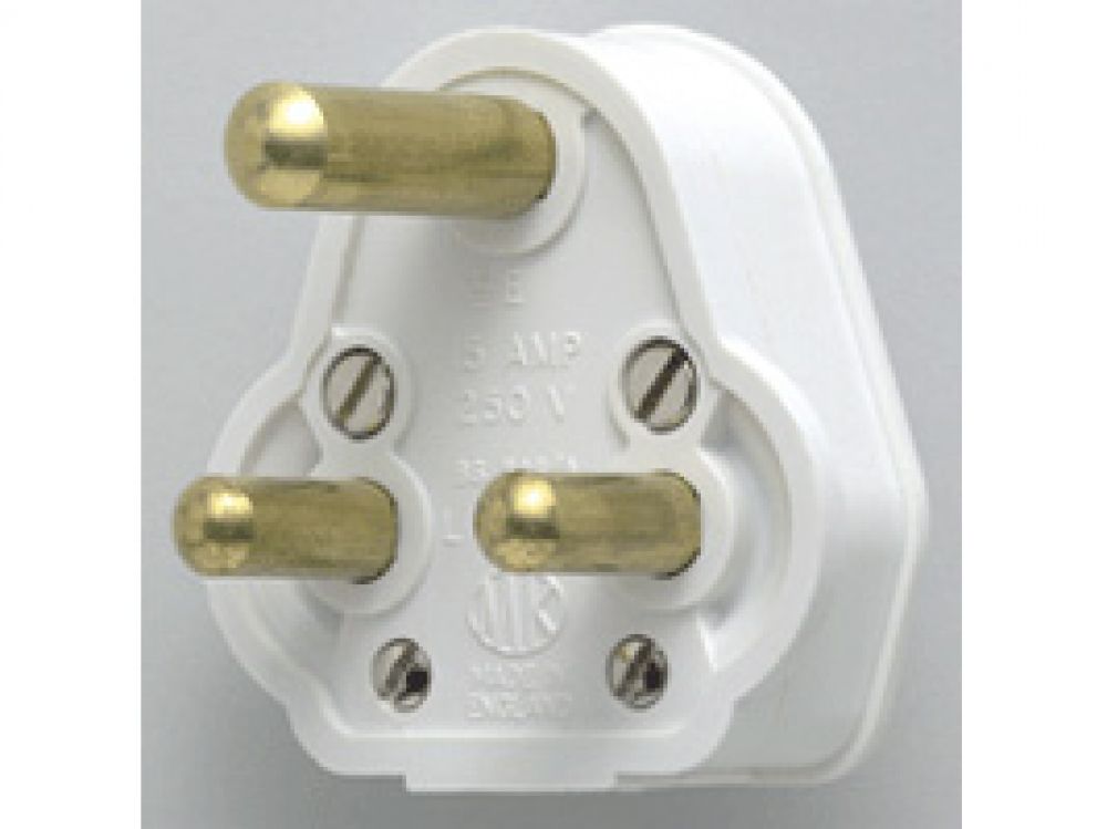 MK Plug Tops 505WHI White Round Pin Plug 5A 